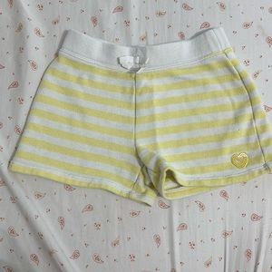 White and yellow striped little girls shorts. Size 7